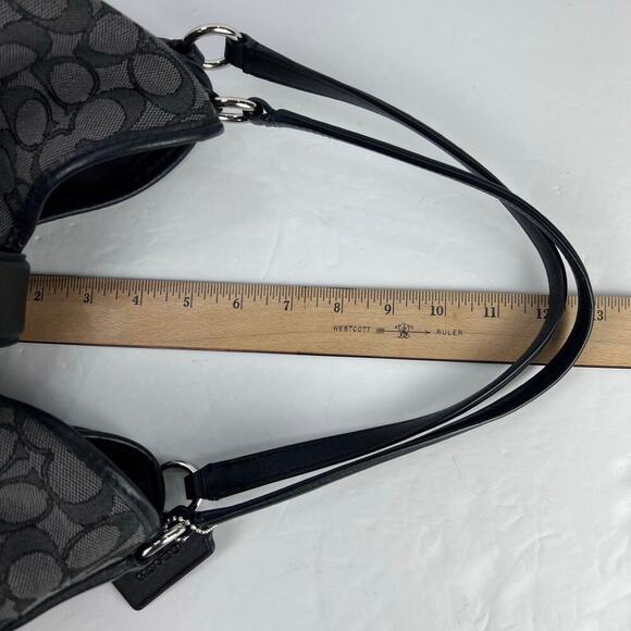 EUC Coach Outline SIGNATURE Carlyle Shoulder Bag BLACK SMOKE Silver Accents - Picture 12 of 12